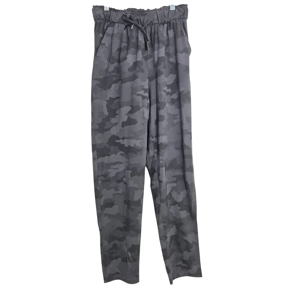 Lululemon Sz 4‎ Keep Moving 7/8 High Rise Camo Jogger Stretchy Pants Black Grey